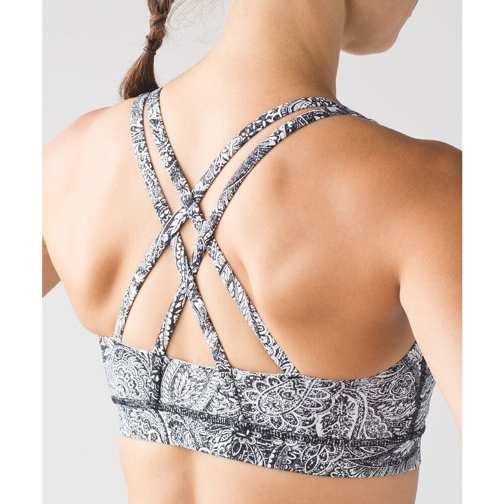 Gently Used Lululemon Sz 12 Energy Bra in Antique Paisley White/Blue $68 MSRP - Picture 6 of 6